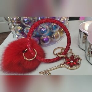 Red bling keychain, purse charm ornaments